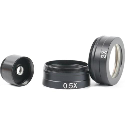 0.5X / 2.0X /2.5X Objective Lens Industry Microscope Camera For 10A Barlow Auxiliary Glass Lens 180X 120X 300X C-MOUNT Lens