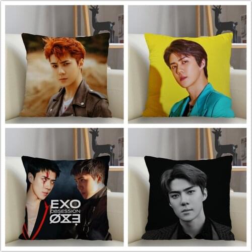 Musife KPOP EXO Sehun Pillowcase Custom Square Pillow Cover Case Zipper Pillowcase 35X35,40x40,45x45cm Drop Shipping