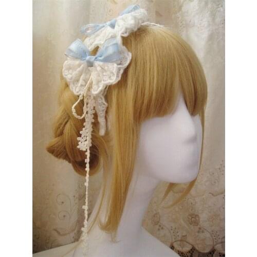 New hand made woman Lolita KC Headband lace bowknot ribbon Hairpin cosplay Head accessory Free Shipping many colours