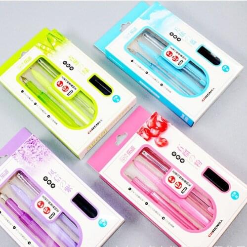 1set Cute Candy Colors EF/F Nib Fountain Pen Luxury Inking Erasable Pens Ink Kids Gift Student School stationery office supplies