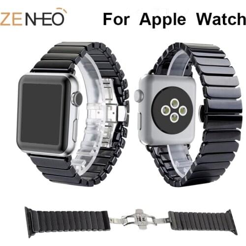 Simple Ceramics Strap For Apple Watch Band Series 4 3 2 1 44mm 40mm 38mm 42mm Fashion Metal new Bracelet Replacement Wrist Band
