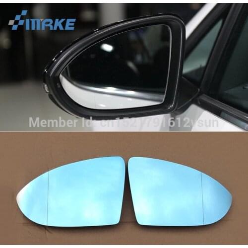 SmRKE 2Pcs For Volkswagen golf 6/7 Rearview Mirror Blue Glasses Wide Angle Led Turn Signals light Power Heating