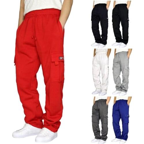 Sweatpants Men Cargo Pants Elastic Waist Trousers Male Comfort Joggers Sports Trousers Loose Solid Plus Size Men Clothing