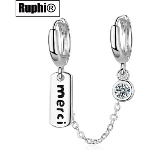 Stylish Double holes Zircon Crystal Merci Pierced Earrings fashion cute ear jewelry