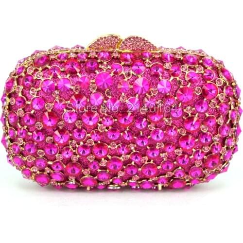 Wedding Party Purse bag Banquet Clutch Stylish Golden Crystal Evening Bag Pink diamond hand bag wedding bridesmaid Wallet 88414