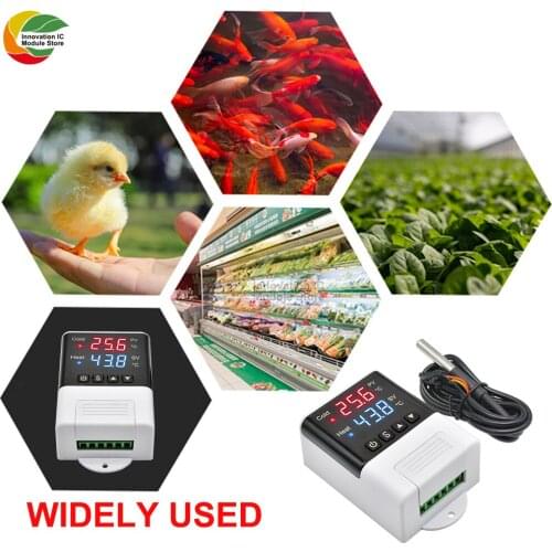 AC 110V 220V DTC2210 microcomputer intelligent thermostat electronic red and blue digital display thermostat DS18B20 sensor