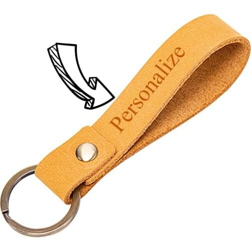 Trassory Personalized Leather Car Key Chain Holder Case Customized Gift with Ring