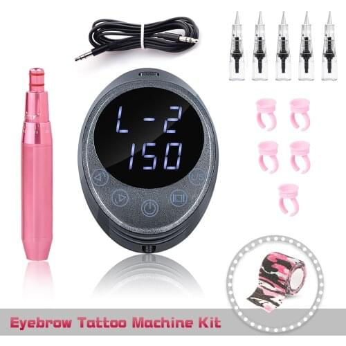 TUFFKING Professional Permanent Makeup Machine Kit Rotary Pen Device For Eyebrow Lip With Tattoo Cartridges Needle For Beginners