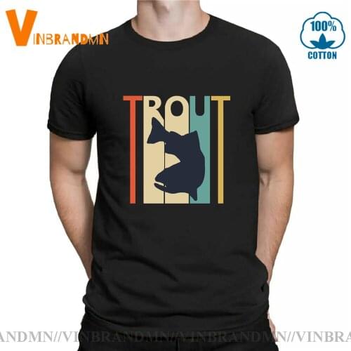 Vintage Brown Trout Fishing T-shirts Funny Trout Fish Letter Printed t-shirt Retro Angler Fisher tshirt Aquarium Trout tee shirt