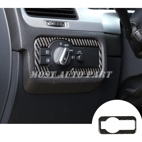 Carbon Fiber Inner Headlight Switch Button Trim Cover For VW Touareg 2011-2018 Car accesories interior Car decoration