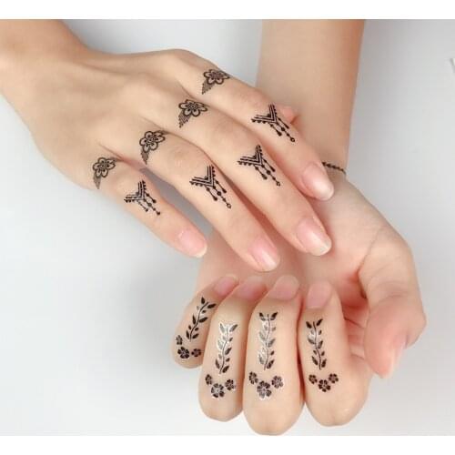 2 Sheet/1Lot Waterproof Temporary Tattoo Sticker Black Red Flash Fake Tatto Woman Men New Finger Tail Tattoo Personality Sticker