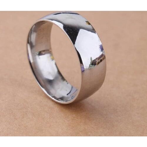 High Quality 8MM Sliver Bevel Smooth bright surface But the lettering 316L Stainless Steel Ring Band Wholesale Low Price