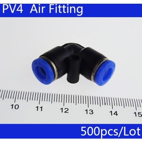 HIGH QUALITY 500pcs 4mm ID Pneumatic Connectors Elbow Fitting Equal L-shape PV4
