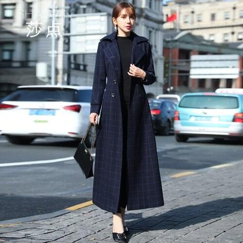 Plaid Windbreaker Coat Womens Mid Long 2021 Autumn New Fashion Temperament British Style Coat Thin