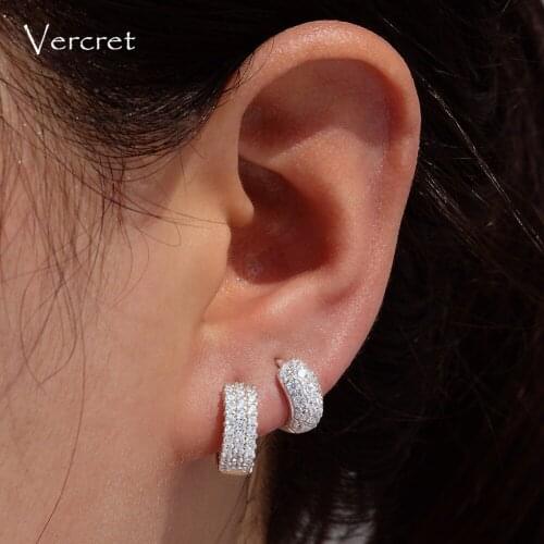 Vecret Sterling Silver Small CZ Hoop Earring Cartilage Hoop Earrings For Girls Party Gift 8mm