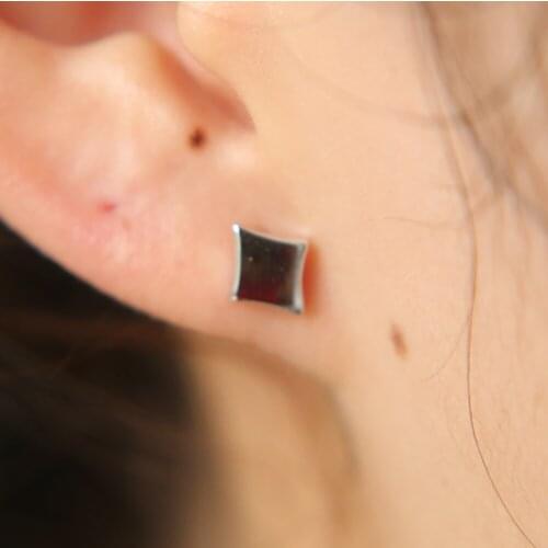 2017 wholesale cheap jewelry rhombic geometric 100% 925 sterling silver cute girl stud simple earring design gold silver