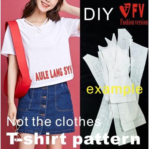 Female soil short style T-shirt pattern short-sleeved top making sewing drawings 1:1 clothes pattern BXS-40