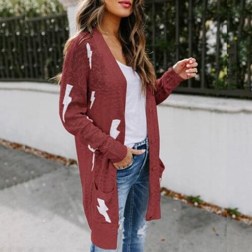 2020 Autumn and Winter Casual Thunder Knitted Cardigans Women Fashion Oversized Long Sweater Coats Plus Size 5XL Outwear