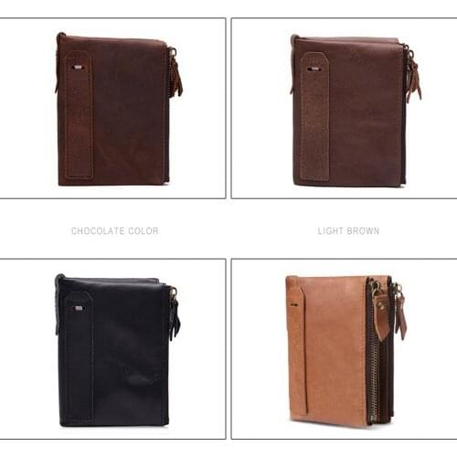 1 Piece Men Wallets 100% Genuine Leather Wallet With Coin Pocket Zipper Short Credit Card Holder Wallets Men Leather Wallet