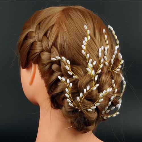 1PC Pearl Tiara Bride Wedding Hair Accessories Bridesmaid Post Jewelry Feminine Fashion Party Hair Band Hair Pins Decorative