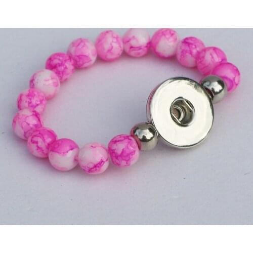 16Colors to choose! 10pcs Children Bracelets Colorful 8mm Glass Beads 18mm Diy Snap Button Bracelets Length 15cm For Kids