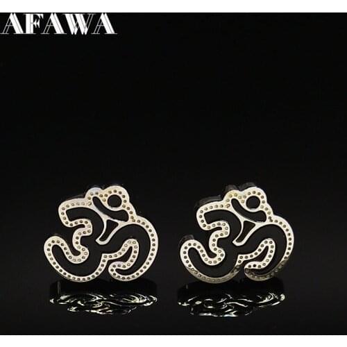 2021 YOGA Enamel Stainless Steel Stud Earrings for Women Silver Color Statement Earrings Jewelry pendientes mujer moda E61271S02