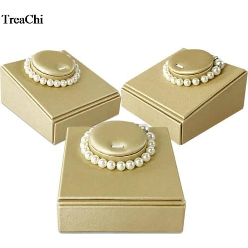 3pcs/lot Bracelet Jewelry Organizer Holder Wooden Gold Leather Bangle Anklet Jewelry Exhibition Stand Display for Bracelet