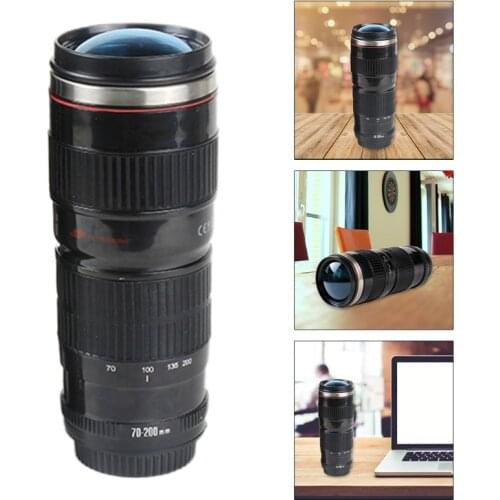 400ml Camera Lens Shaped Thermos EF 70-200mm Stainless Steel Drink Water Cup Coffee Tea Mug with Lid GXMA