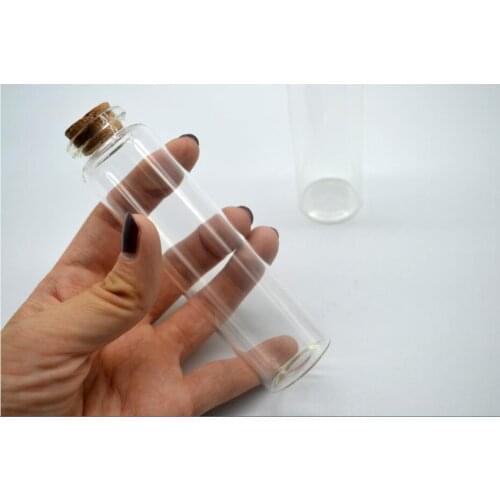 50pcs/lot 30*110*17mmTransparent 55ml glass vial Bottle Cork Oil perfume Wishing storage bottle glass jars sample container