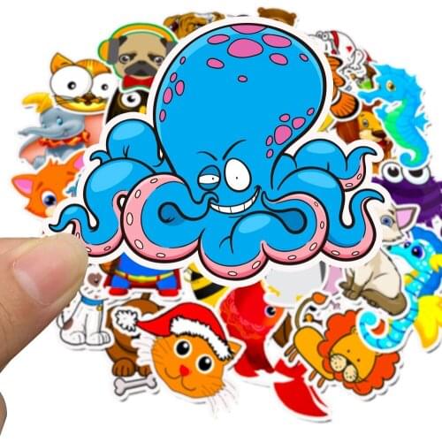 50 PCS Cute Animals Stickers for Car Styling Bike Motorcycle Phone Laptop Travel Luggage Cool Funny Gift for Kids JDM Decal