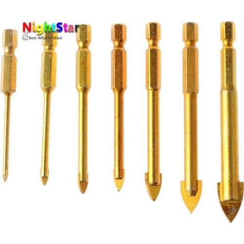 7pcs Coated Glass Drill Bits Set 3/4/5/6/8/10/12mm with Hex Shank for Ceramic Tile Marble Mirror Glass