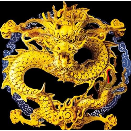 Diamond Painting Chinese Dragon 5D DIY Diamond Embroidered Golden Dragon Round Rhinestone Mosaic Picture Decorative Painting 864
