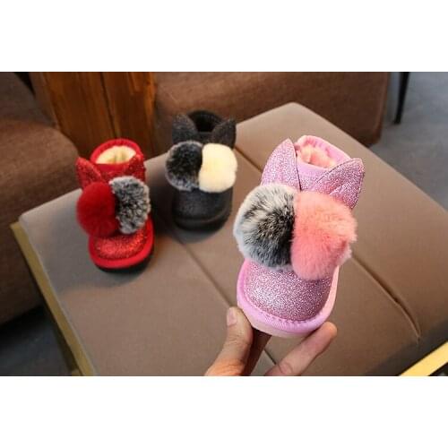 Baby children plus cotton casual shoes 1-4years 2019 winter childrens snow rabbit ear boots boys and girls fashion boots
