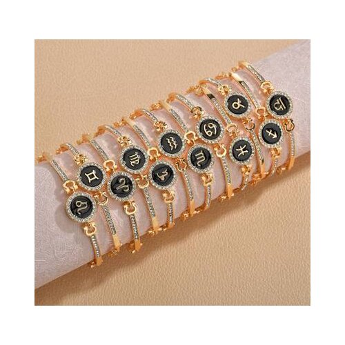 Gold Color 12 Zodiac Signs Constellation Charm Bracelet Jewelry Making Woman Fashion Gift