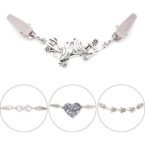 Silver Vintage Metal Bird Heart Brooch Pin Clip Dress Buckle Pin Jewelry Brooches Bird Zinc Alloy Shawl Shirt Collar Pins