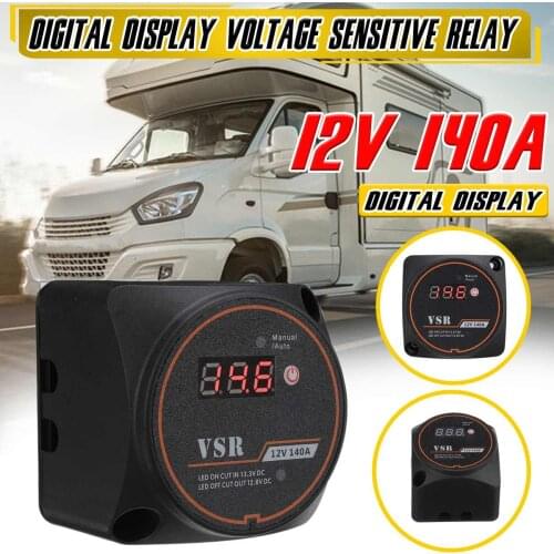 Digital Display Durable Dual Battery Isolator 12V 140A Waterproof Voltage Sensitive Split Charge Relay for Camper Car RV Yacht