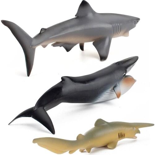 Childrens Simulation Ocean Submarine Creature Solid Megalodon Sword Kiss Shark Blue Whale Model Solid Static Ornaments Hand-Mad