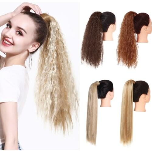 Kinky Curly Straight Synthetic Hairpiece Ponytail Extensions Wig Long Clip-in Pony Tail Natural Hair Extension Fake Hair Pieces
