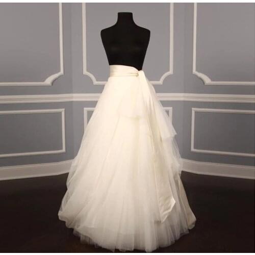 Custom Made Tulle Wedding Skirt High Waist Vintage Ivory Ribbon Long Tulle Skirts 2017 Saia Faldas Jupe Bridal Gown Skirt