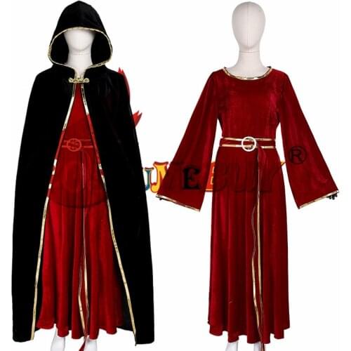 Costumebuy Mother Gothel cosplay Costume dress Witch cosplay Gothel Dress costume red dress with cape Custom Made