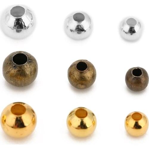 1pack Round Loose Iron Metal Spacer Beads Dia 3 4 5 6mm Gold Bronze Big Hole Spacer Beads DIY Jewelry Making Bracelet Findings