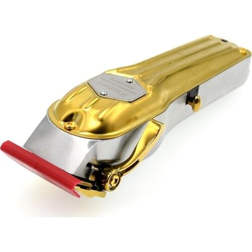 Kemei Professional Men All Metal Electric Hair Clipper Adjustable Carbon Steel Blade Cordless Hair Trimmer Gold Haircut Machine
