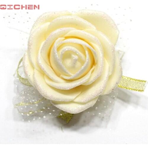 Fashion Bride Corsage Flowers Ball DIY Wrist Flower Bridesmaid Hand Wrist Flowers Roses Floral Bridal Wrist Silver Rose