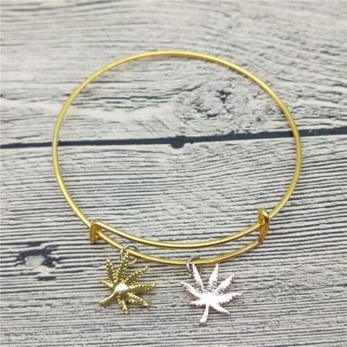 Trendy New Weed Leaf Bangles Cute Weed Leaf Bangles Bracelets Fashion Plant Jewellery