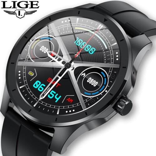 LIGE Smart Watch Men Bluetooth call SmartWatch mens Full Touch Screen Music player For Android iOS IP68 Waterproof Sports Watch