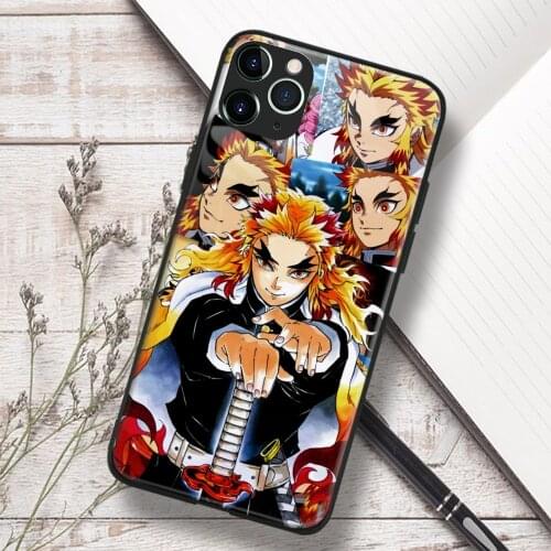 Kyojuro Rengoku Kimetsu no Yaiba anime Soft TPU Glass Phone Case for IPhone SE 6s 7 8 Plus X Xr Xs 11 12 Mini Pro Max Samsung