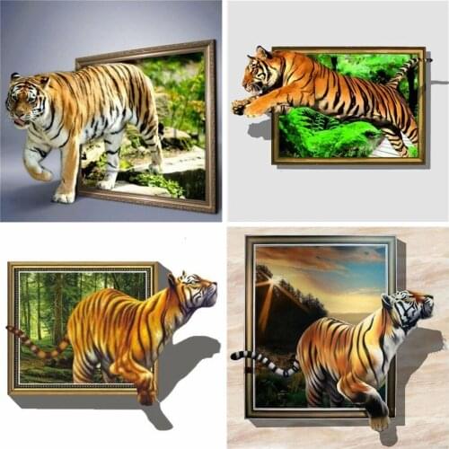 PDMDOG DIY Diamond Painting Set Tiger Pictures Of Rhinestones Diamond Embroidery Sale Animal Mosaic Decor For Home