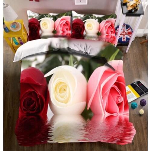 Red Rose 3D Bedding Set Luxury Duvet Cover California King Twin Full Queen Bed Sheet Pillowcase Bed Cover Home Textiles