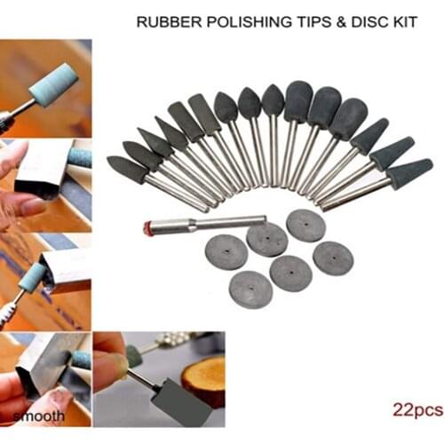 Polishing Tips For Rotary Tool Grinding Head 22PCS 3.1mm Crane Rubber Grinder Disc Kit