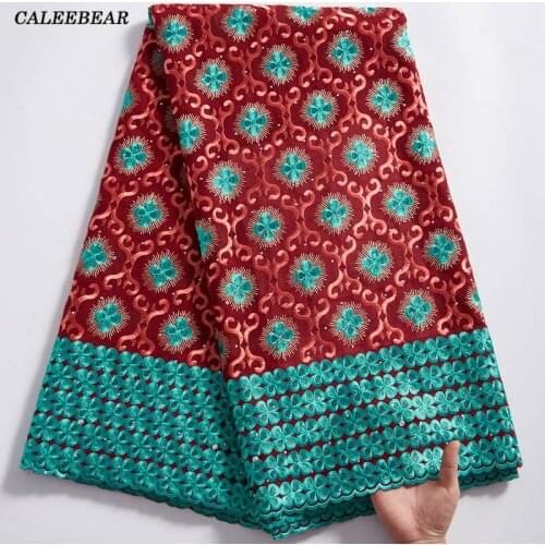 Latest 5Yards African Lace Fabric With Stones Embroidery Swiss Voile Lace In Switzerland For Nigerian Women Cloth Material S2332